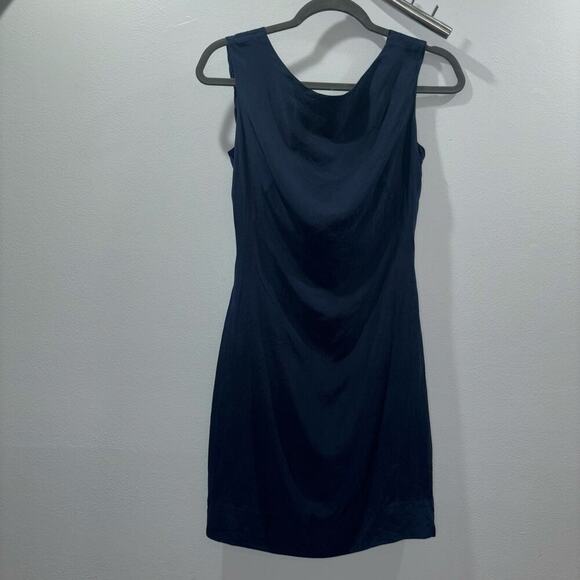 YaYa Aflalo 100% Silk Navy Dress w/ Black Lace Accent - Size PS - Picture 3 of 16